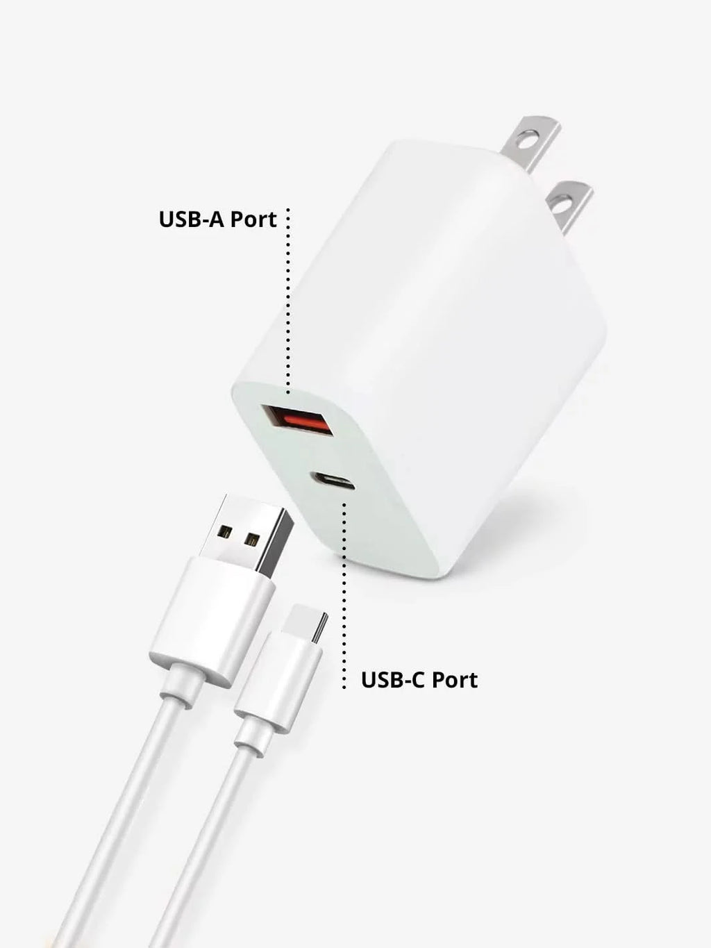 Dual Port USB-C + USB-A Wall Charger - Clear Quartz Market
