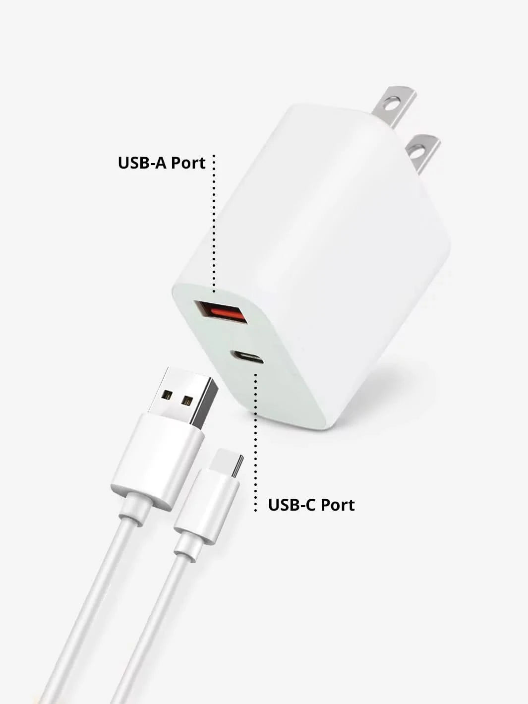Dual Port USB-C + USB-A Wall Charger - Clear Quartz Market