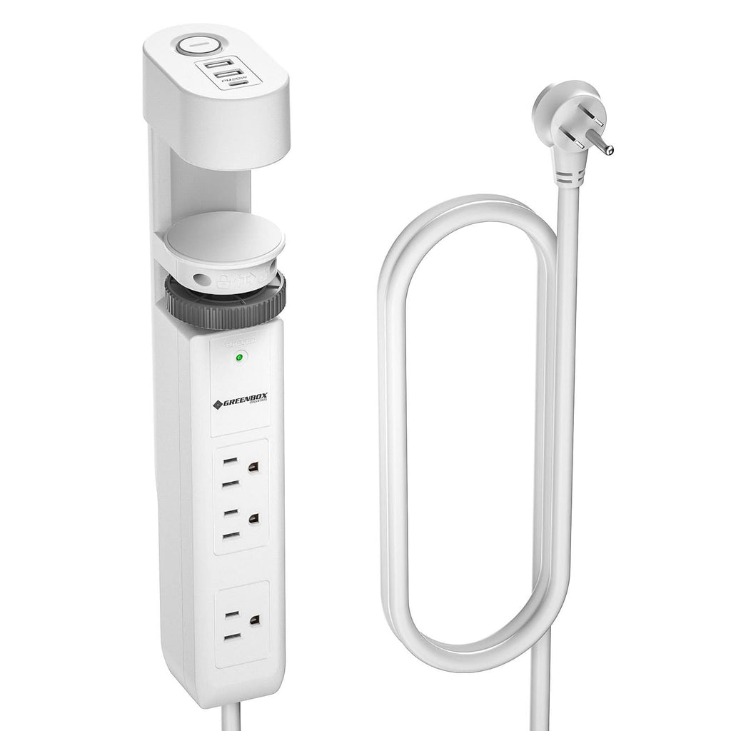 CRST Desk Clamp Surge Protector Power Strip with USB-C Port 6FT Extension Cord Flat Plug 1020J Protection Fits Tables Up to 2 Inches 36 Months Warranty