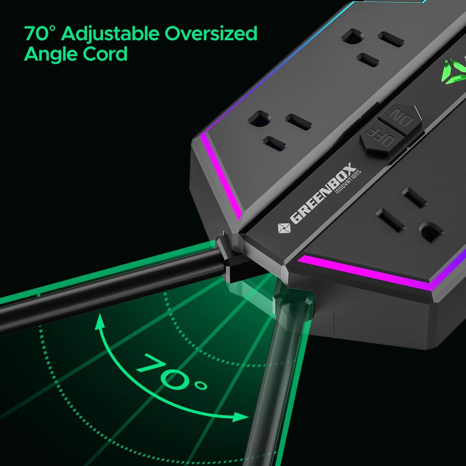 Gaming Power Strip, 6 AC Outlets, 4000J Surge Protector, PD 20W Fast Charging (2 USB-C, 1 USB-A), Wide-Spaced Outlet with RGB Lights for PC, e-Sports & Home Office