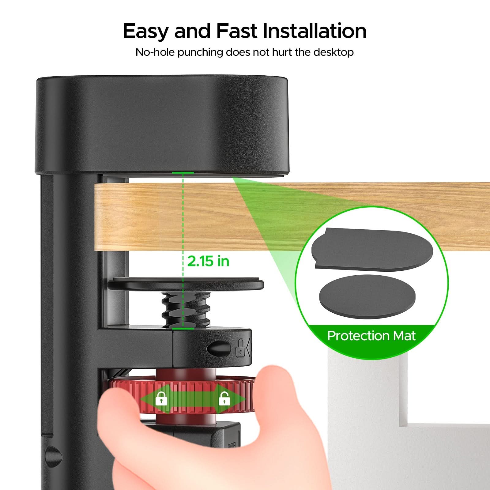 CRST Desk Clamp Surge Protector Power Strip with USB-C Port 6FT Extension Cord Flat Plug 1020J Protection Fits Tables Up to 2 Inches 36 Months Warranty