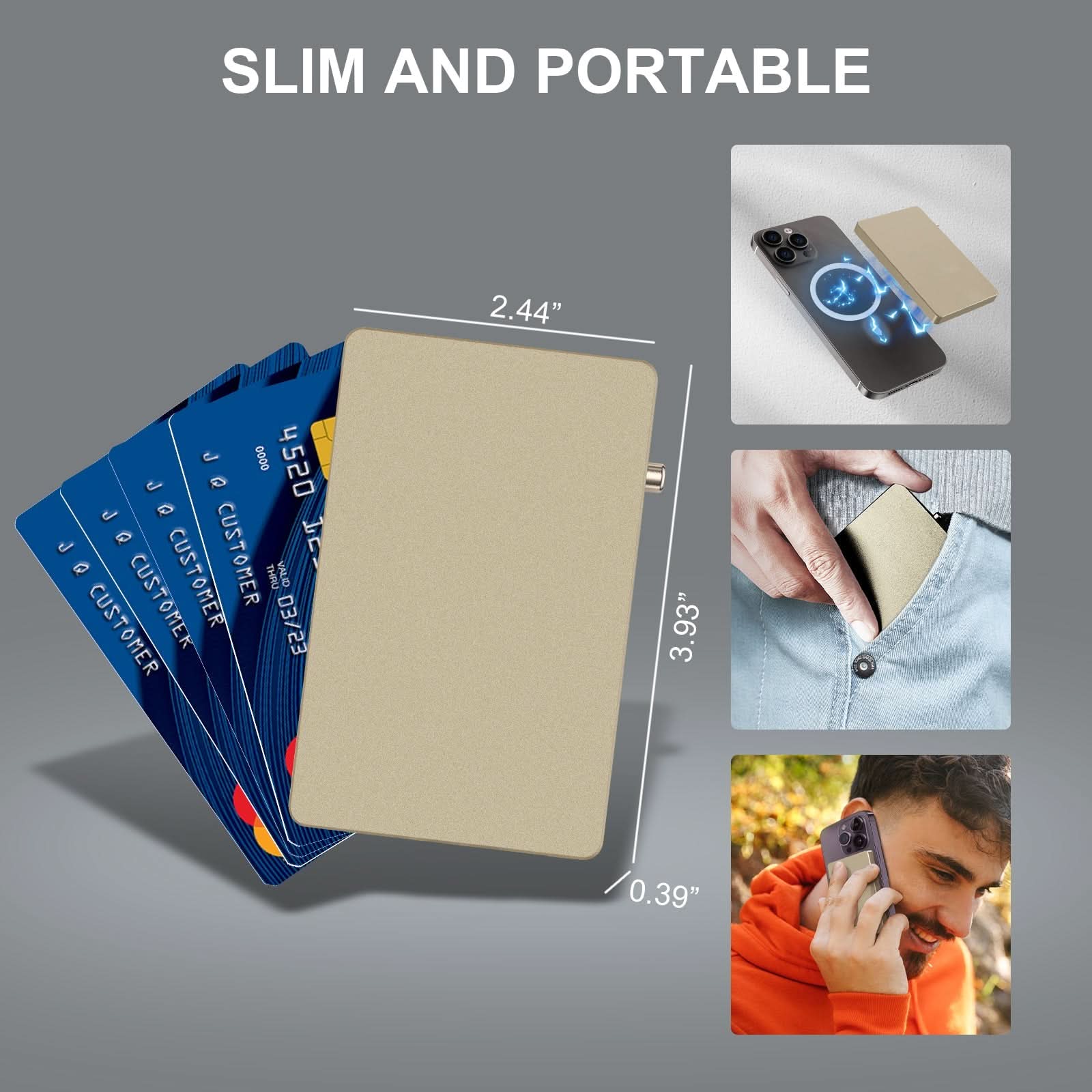 TOYFID All-Aluminum Pop Up Slide Rfid Slim Basic Card personalized wallet for men - Clear Quartz Market
