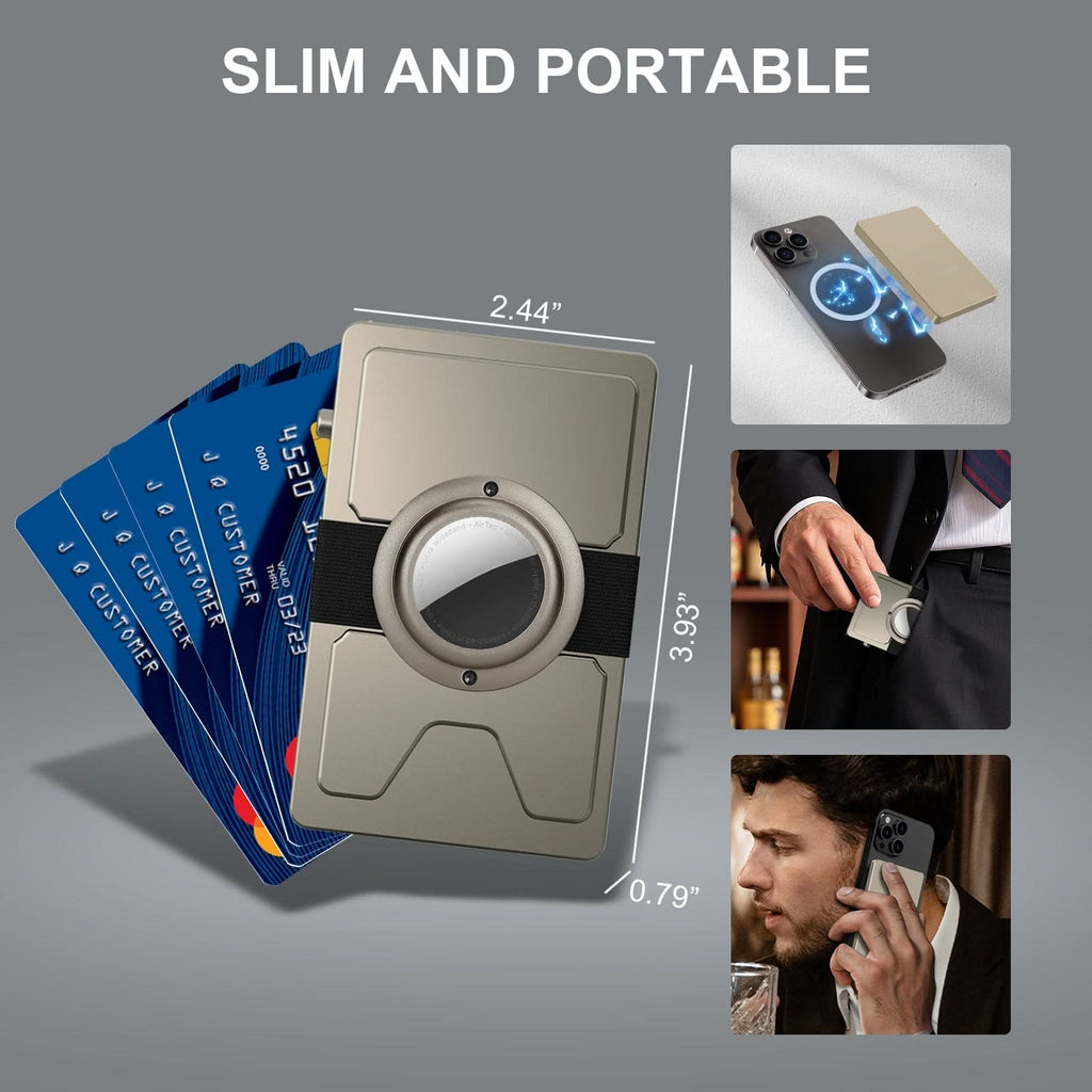 TOYFID All-Aluminum Pop Up Slide Rfid Slim Card Holder Wallet With Airtag Holder - Clear Quartz Market