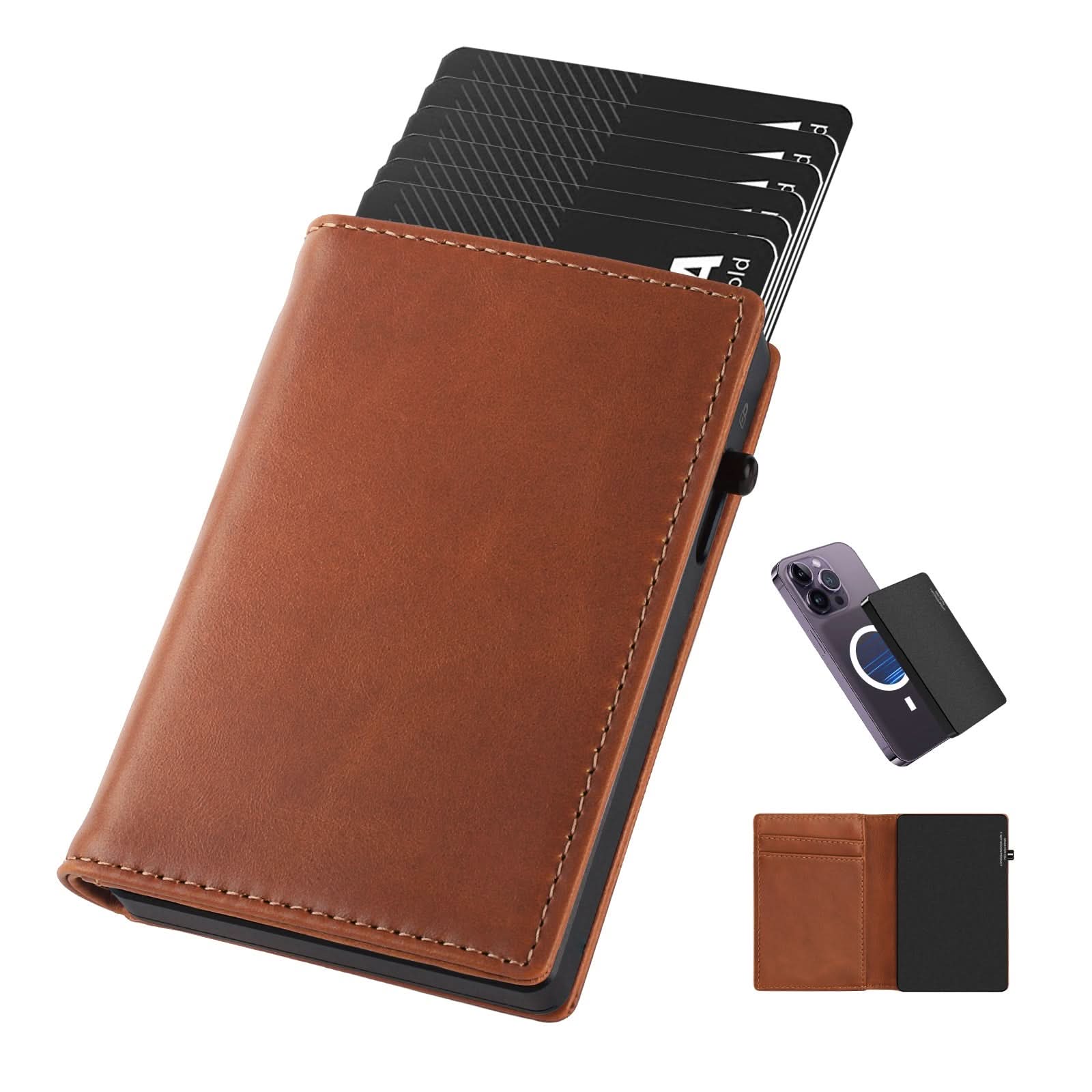 TOYFID Aluminum Alloy Wallet With Genuine Leather Cover Men's Billfolds - Clear Quartz Market