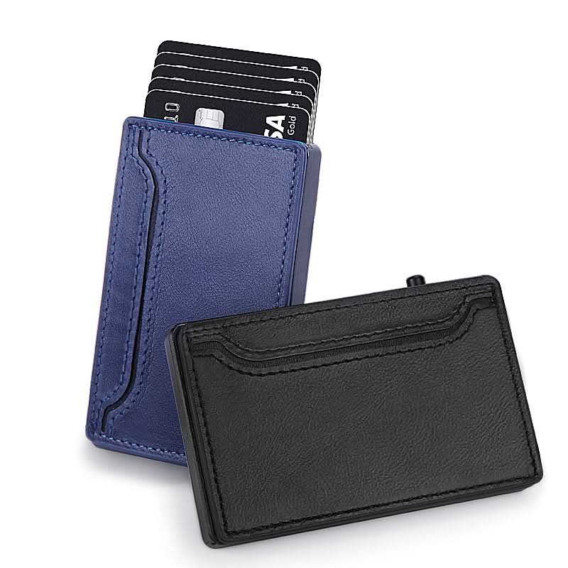 TOYFID Wallet With PU Leather Cover,Aluminum Alloy Pop Up Wallet Holder Card - Clear Quartz Market