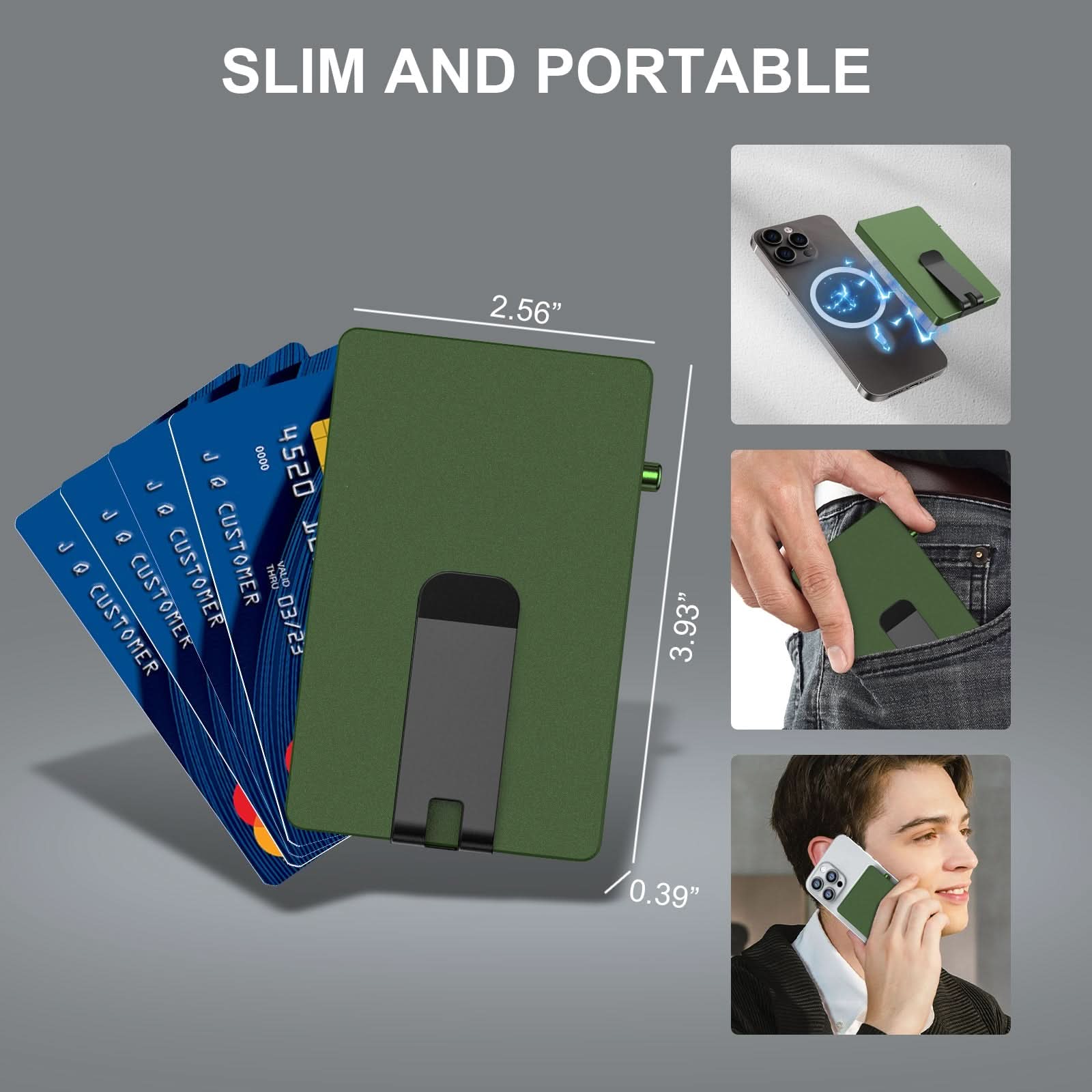 Minimalist Pop up Wallet with Money Clip, All Aluminum Slide Rfid Slim Card Holder - Clear Quartz Market