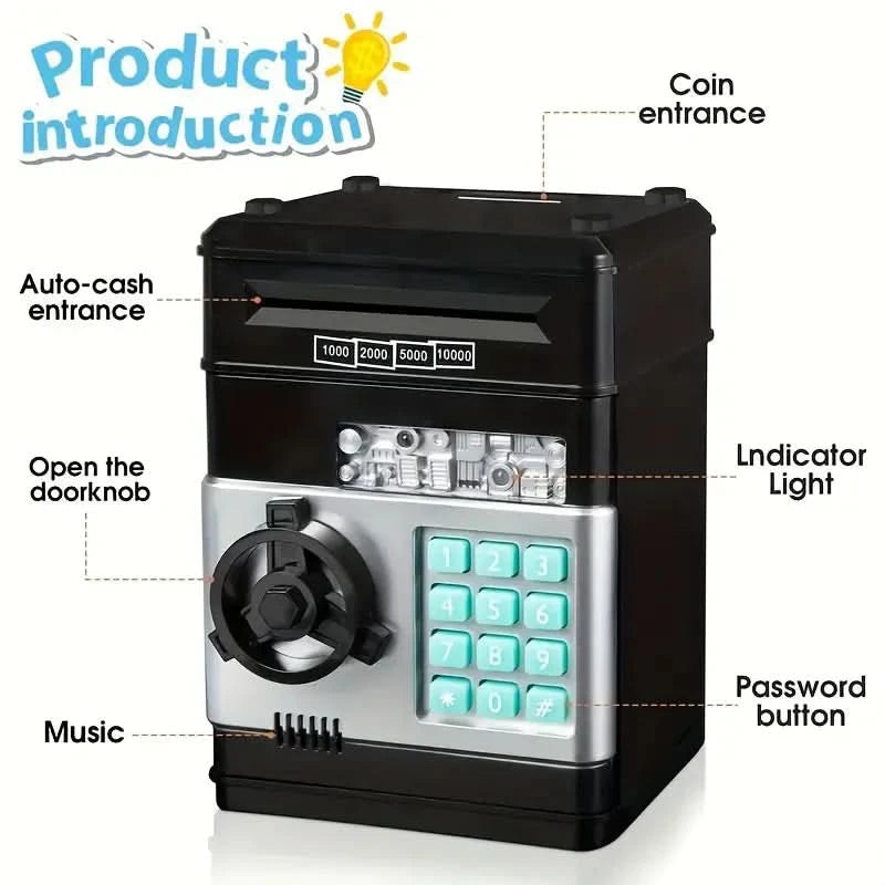 NNETM Electronic Password Piggy Bank - Fun & Secure Savings (Black)