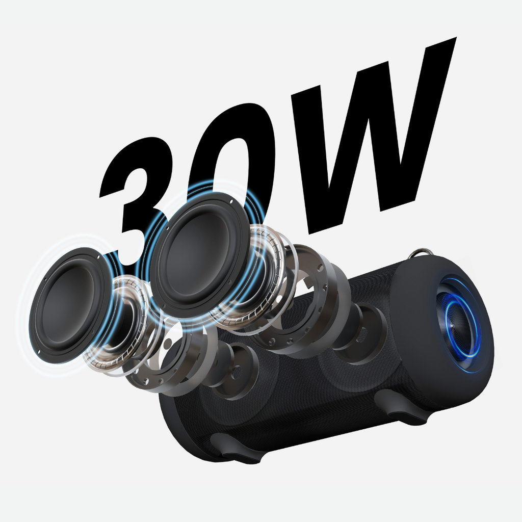 WHALE – Bluetooth IPX7 Waterproof Portable Outdoor Speaker with 30W Stereo Sound and USB Charge Out