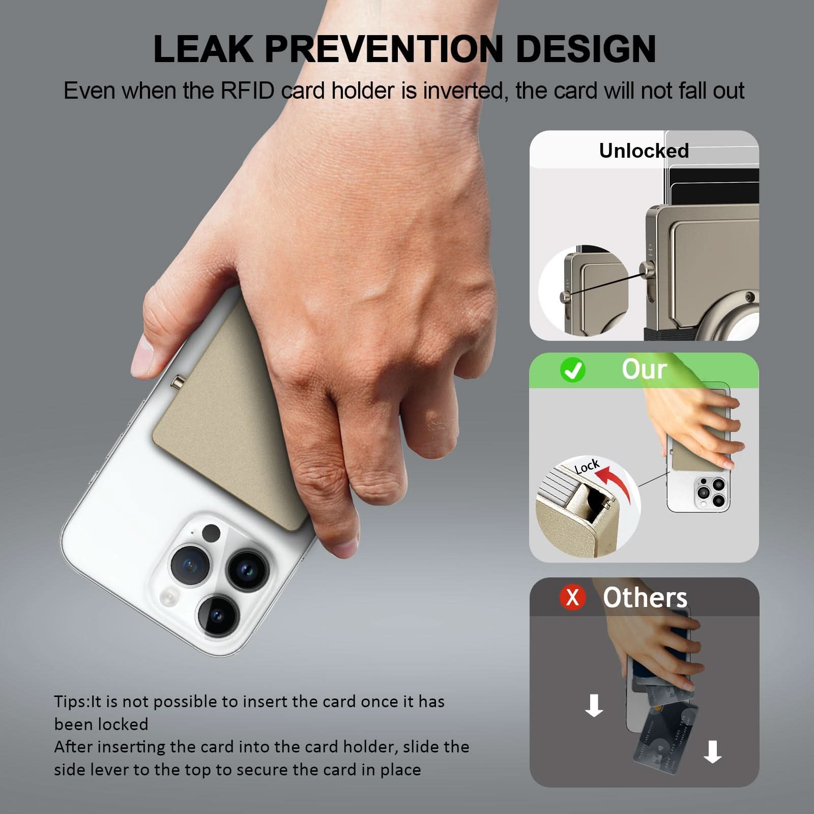 TOYFID All-Aluminum Pop Up Slide Rfid Slim Card Holder Wallet With Airtag Holder - Clear Quartz Market