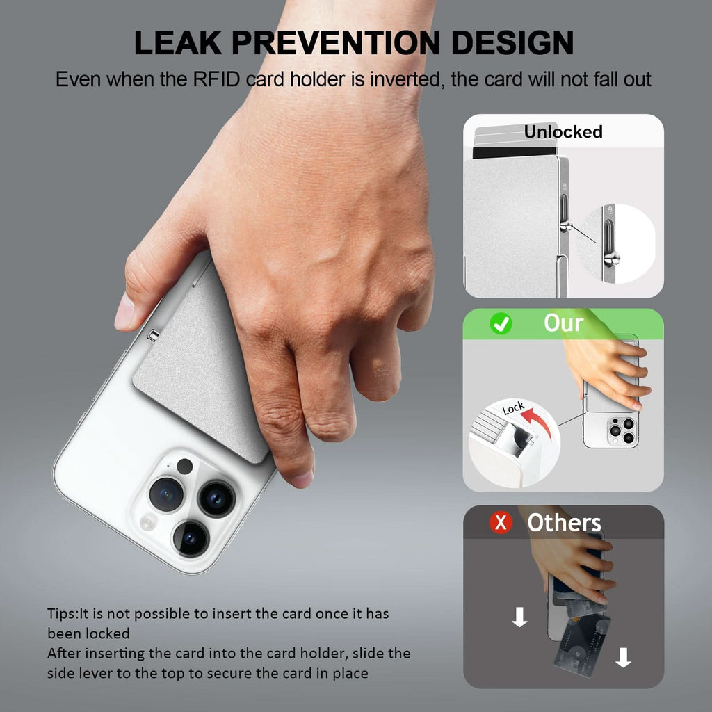 RFID Blocking Wallet Minimalist Slim Card Holder for Magsafe with Adjustable Stand, Metal Pop Up Magnetic Wallet for Men TOYFID - Clear Quartz Market