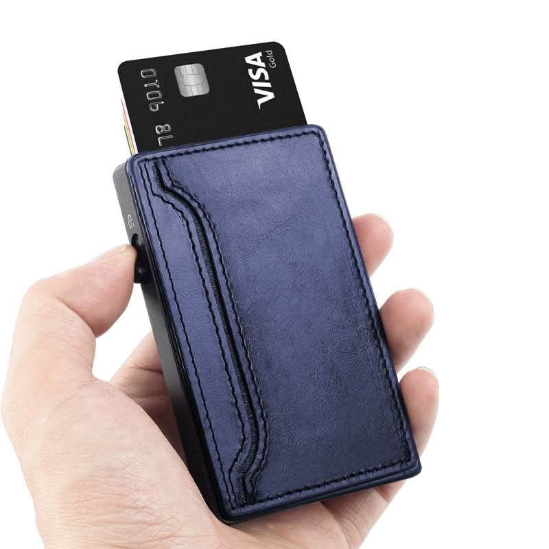 TOYFID Wallet With PU Leather Cover,Aluminum Alloy Pop Up Wallet Holder Card - Clear Quartz Market