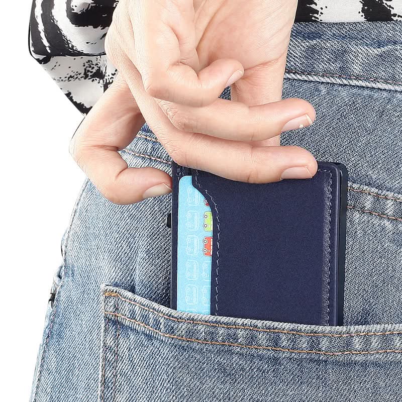 TOYFID Wallet With PU Leather Cover,Aluminum Alloy Pop Up Wallet Holder Card - Clear Quartz Market