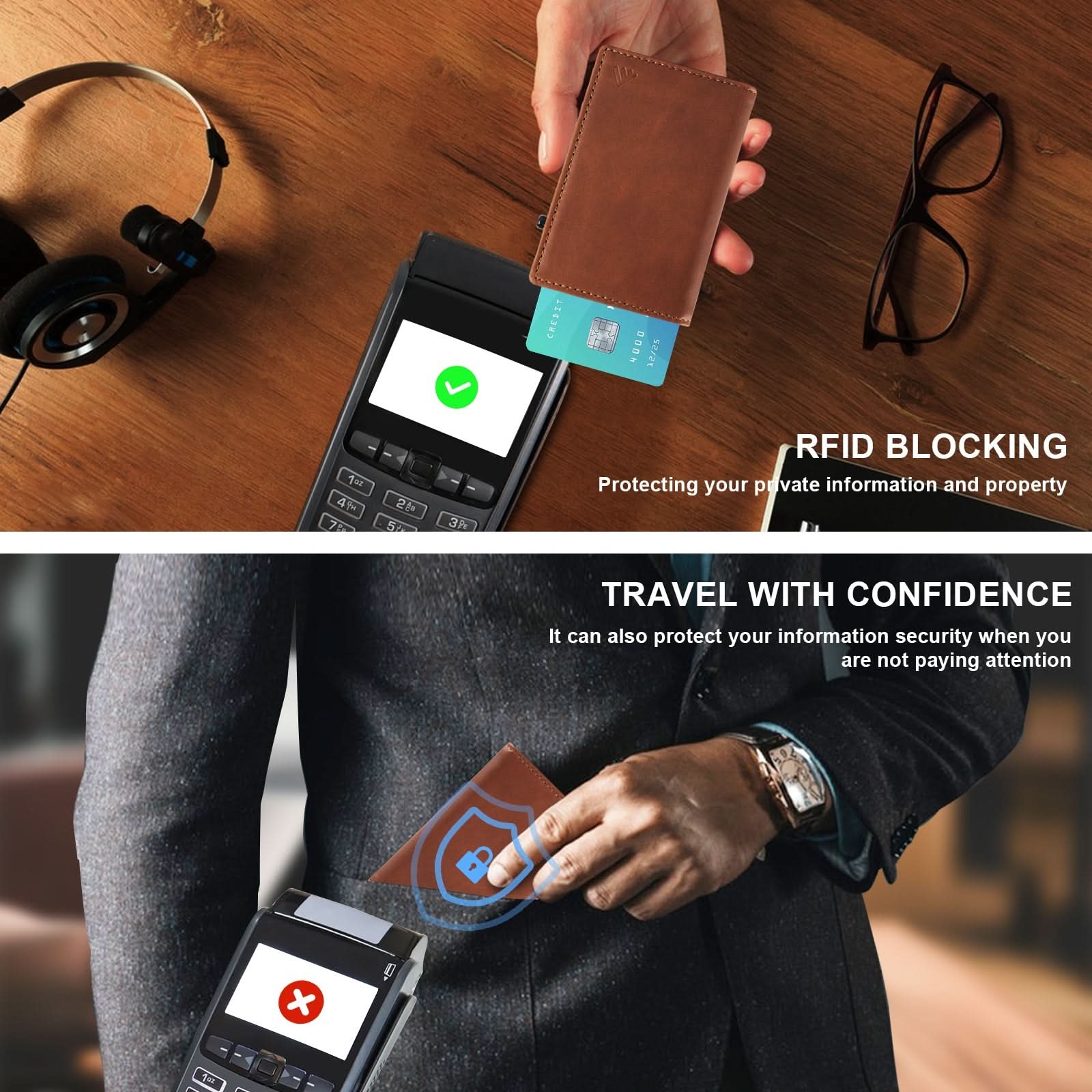 TOYFID Aluminum Alloy Wallet With Genuine Leather Cover Men's Billfolds - Clear Quartz Market