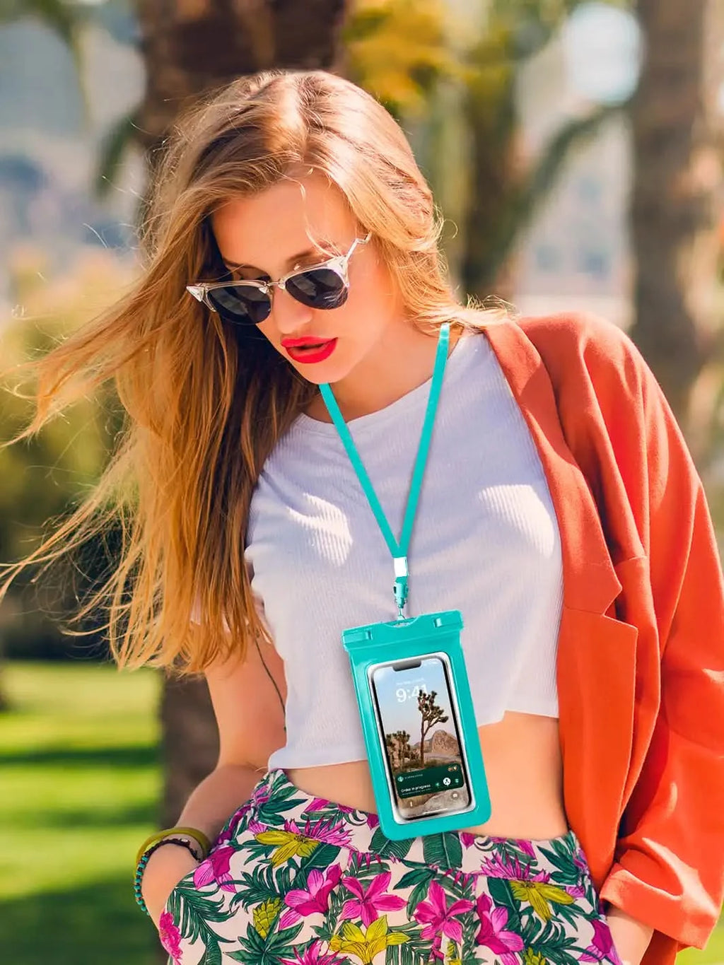 Waterproof Phone Bag - Aqua - Clear Quartz Market