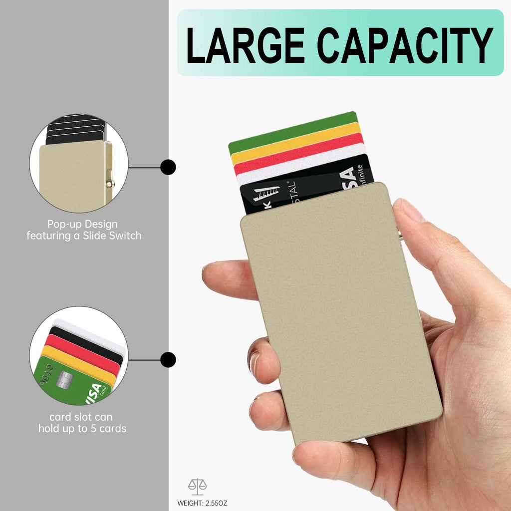 TOYFID All-Aluminum Pop Up Slide Rfid Slim Basic Card personalized wallet for men - Clear Quartz Market