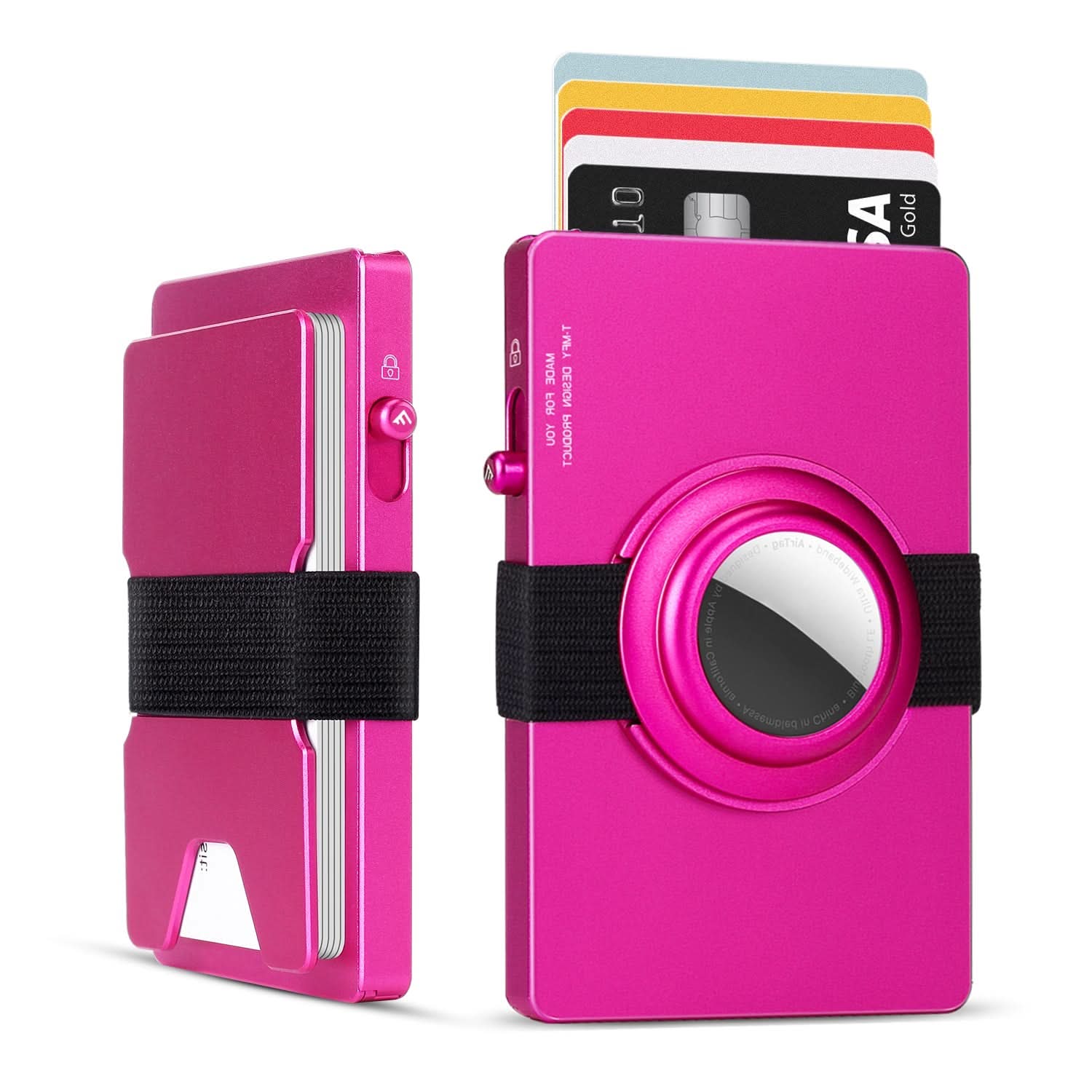 TOYFID All-Aluminum Pop Up Slide Rfid Slim Card Holder Wallet With Airtag Holder - Clear Quartz Market