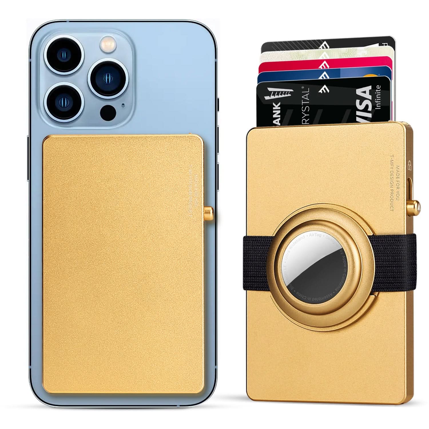 TOYFID All-Aluminum Pop Up Slide Rfid Slim Card Holder Wallet With Airtag Holder - Clear Quartz Market