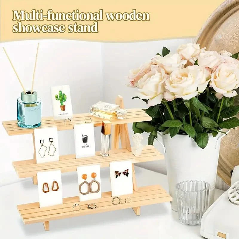 Add a touch of elegance with this handcrafted wooden riser shelf - Clear Quartz Market