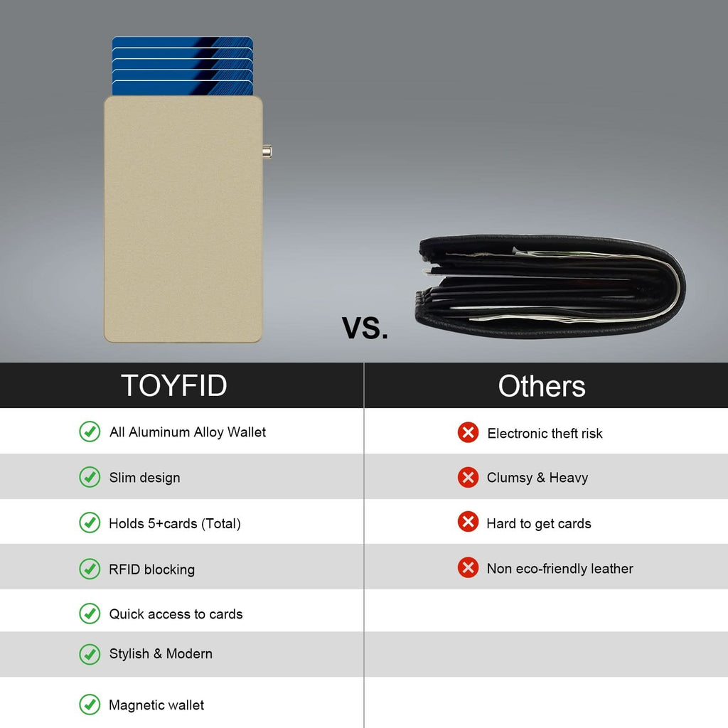 TOYFID All-Aluminum Pop Up Slide Rfid Slim Basic Card personalized wallet for men - Clear Quartz Market