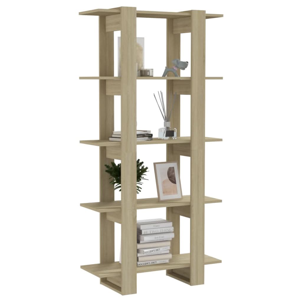 NNEVL Book Cabinet/Room Divider Sonoma Oak 80x30x160 cm Engineered Wood
