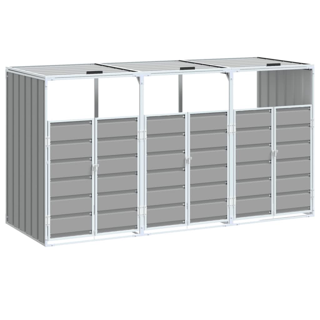 NNEVL Wheelie Bin Storage for Triple Bins Grey 216x81x115 cm Steel