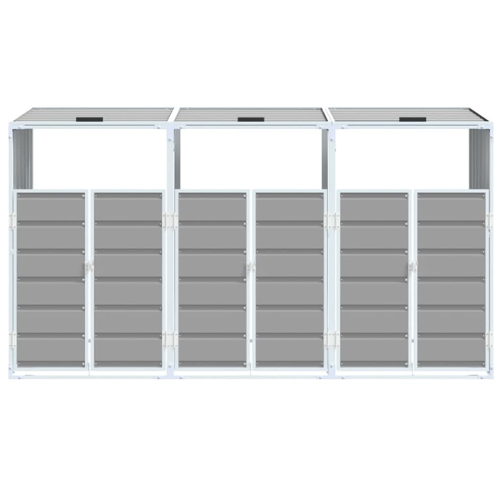 NNEVL Wheelie Bin Storage for Triple Bins Grey 216x81x115 cm Steel