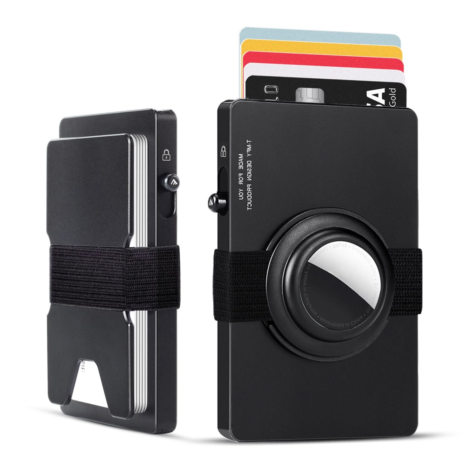 TOYFID All-Aluminum Pop Up Slide Rfid Slim Card Holder Wallet With Airtag Holder - Clear Quartz Market