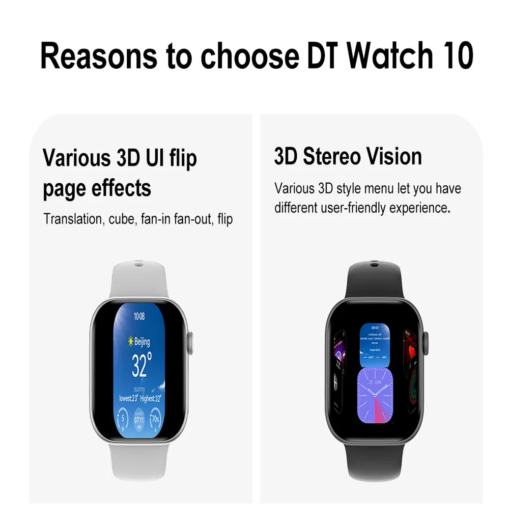 DT Watch Smart Watch X Series 10 AMOLED 46mm 4GB ROM TWS NFC Compass BT Call ChatGPT Sport Smartwatch Men Women For Android Ios