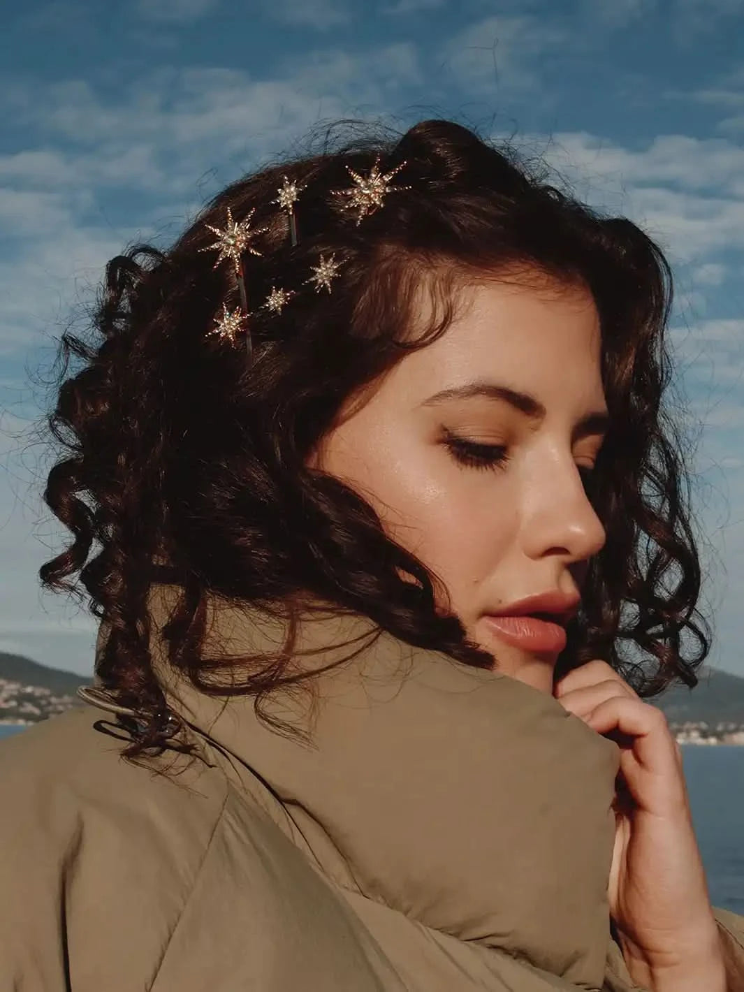 Gold Star Barrettes, Set of 4 - Clear Quartz Market