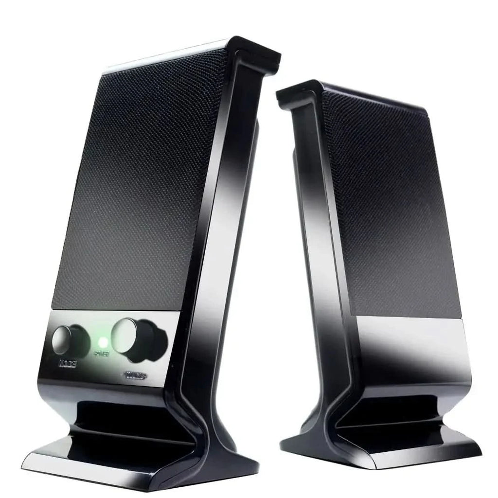 Compact USB Laptop Speakers with Volume Control (Black)