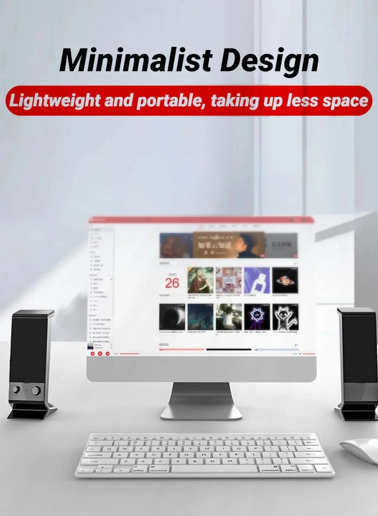 Compact USB Laptop Speakers with Volume Control (Black)