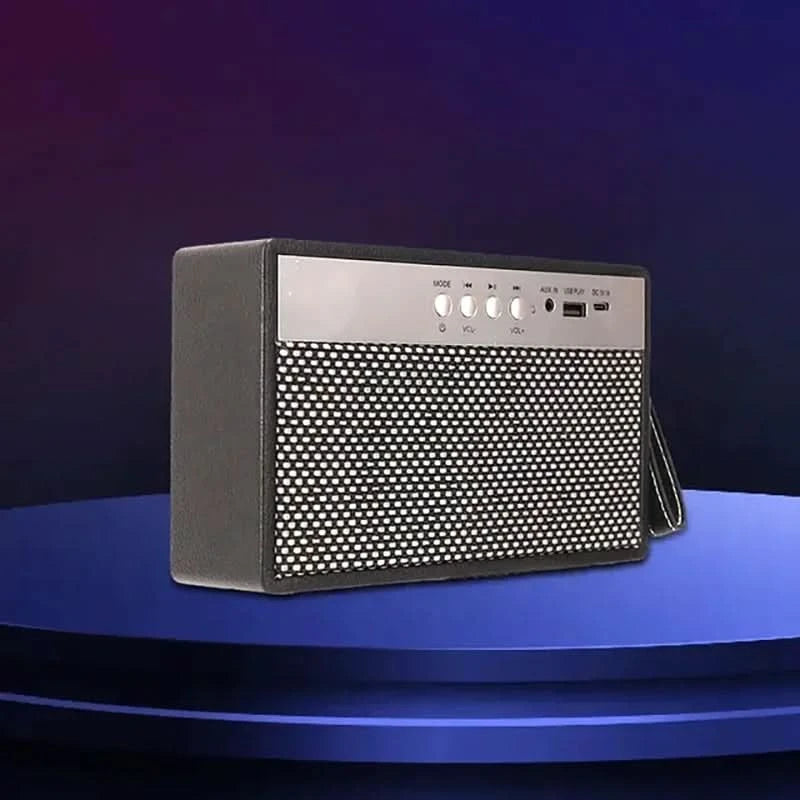 Portable Bluetooth Speaker with Retro Lychee Pattern (Black)-3