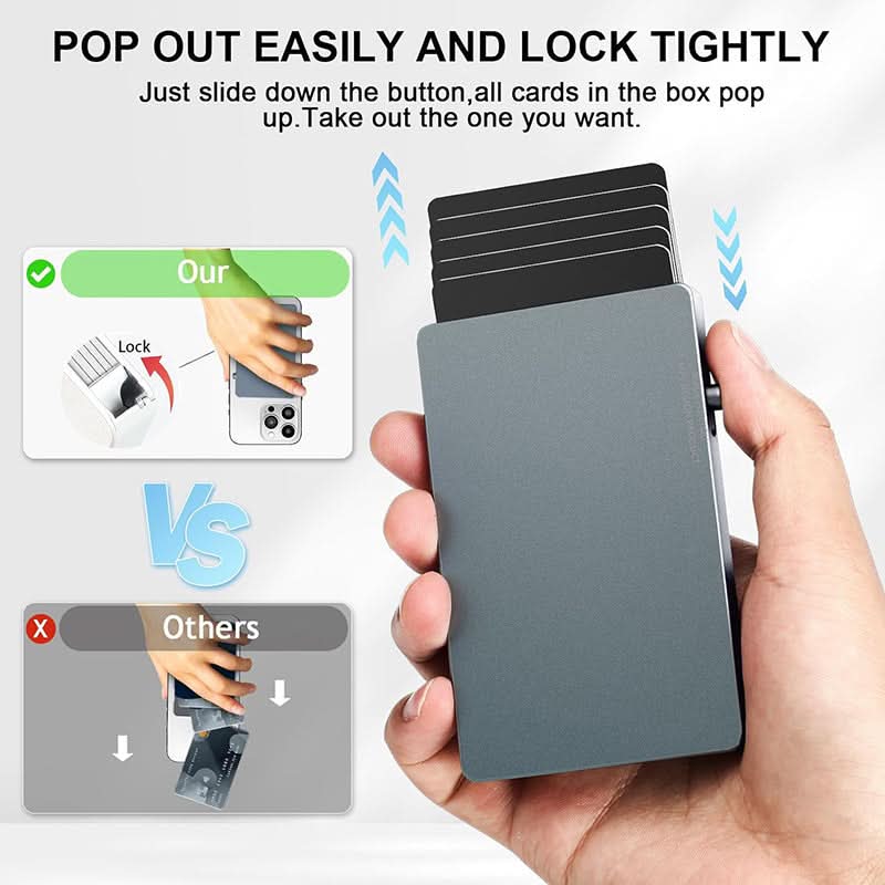 TOYFID All-Aluminum Pop Up Slide Rfid Slim Basic Card personalized wallet for men - Clear Quartz Market