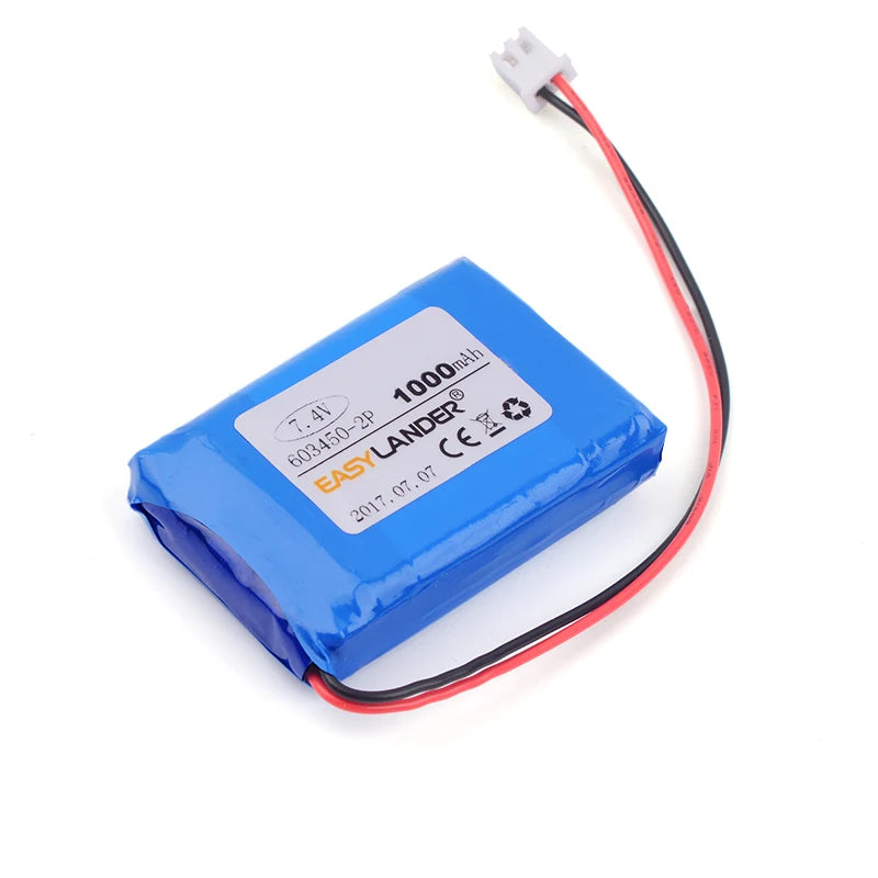 603450-2S1P 123450 7.4V 1000mAh Rechargeable Lithium Li-ion Li Polymer Battery For DVD GPS Speaker fishing lamp