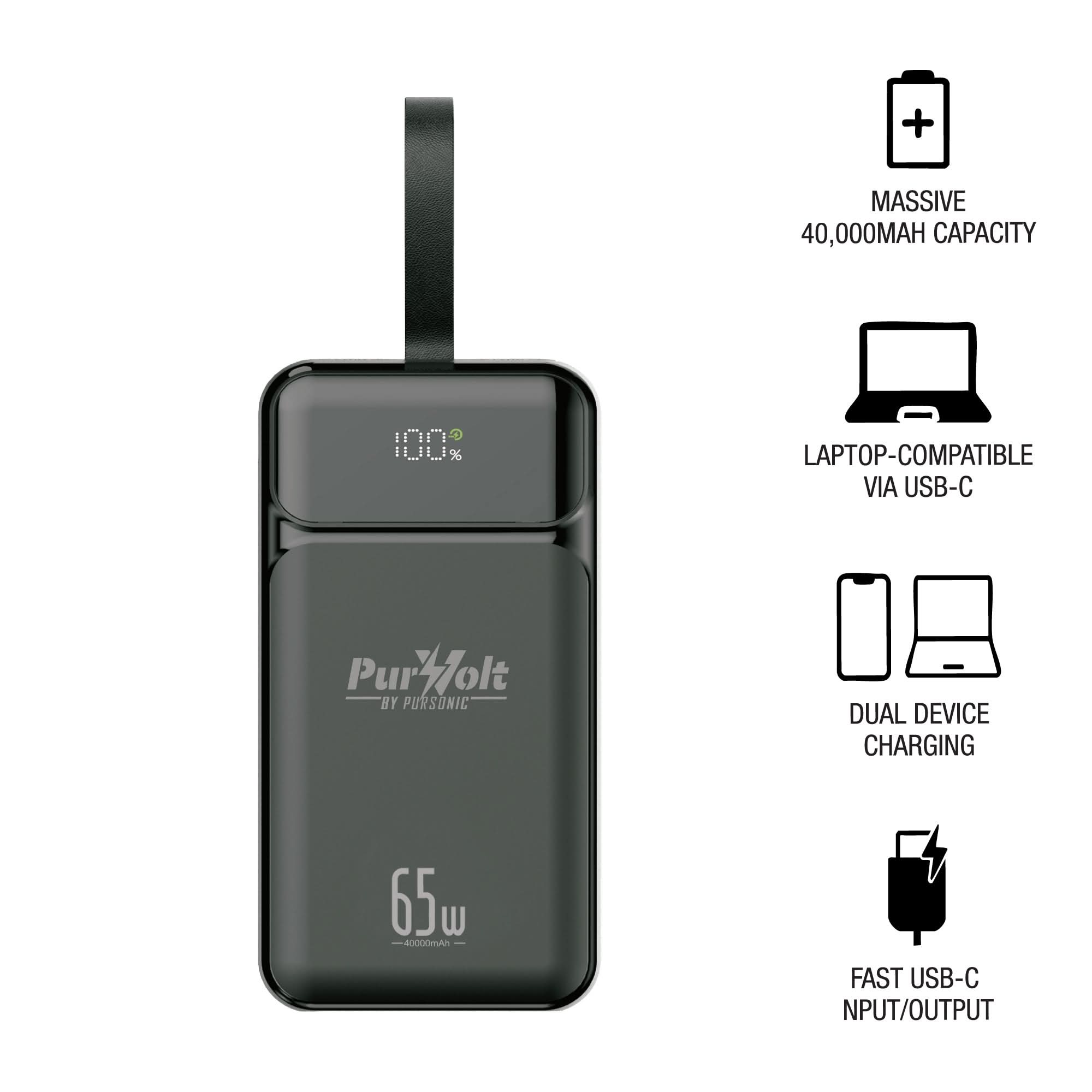 PurVolt 40,000mAh Ultra High-Capacity Power Bank – Powering Laptops, Phones & Beyond - Clear Quartz Market