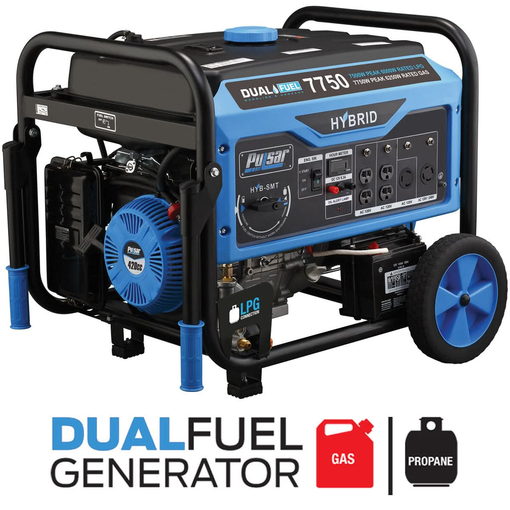 Pulsar 7750/6250 Watt (Gas) 7500/6000 Watt (LP) Dual Fuel Generator PG7750B