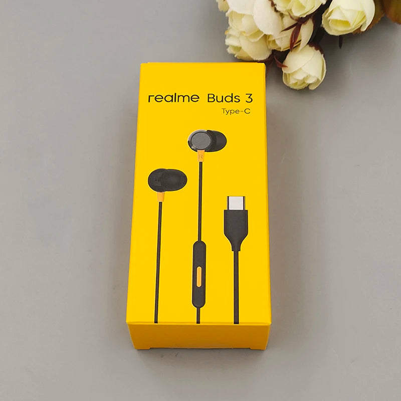 Realme Buds 3 3.5MM/Type C Earphone In-Ear Wired Sport Headset With Mic For Realme 15 14 12 13 Pro+ GT 3 5 6 7 Pro Q5 X3 C73 C75