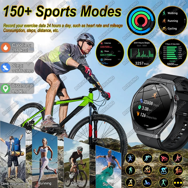New Ultra Thin Smart Watch Men HD AMOLED 150+Sports NFC GPS Track IP68 Waterproof Health Monitor Bluetooth Call Smartwatch Woman