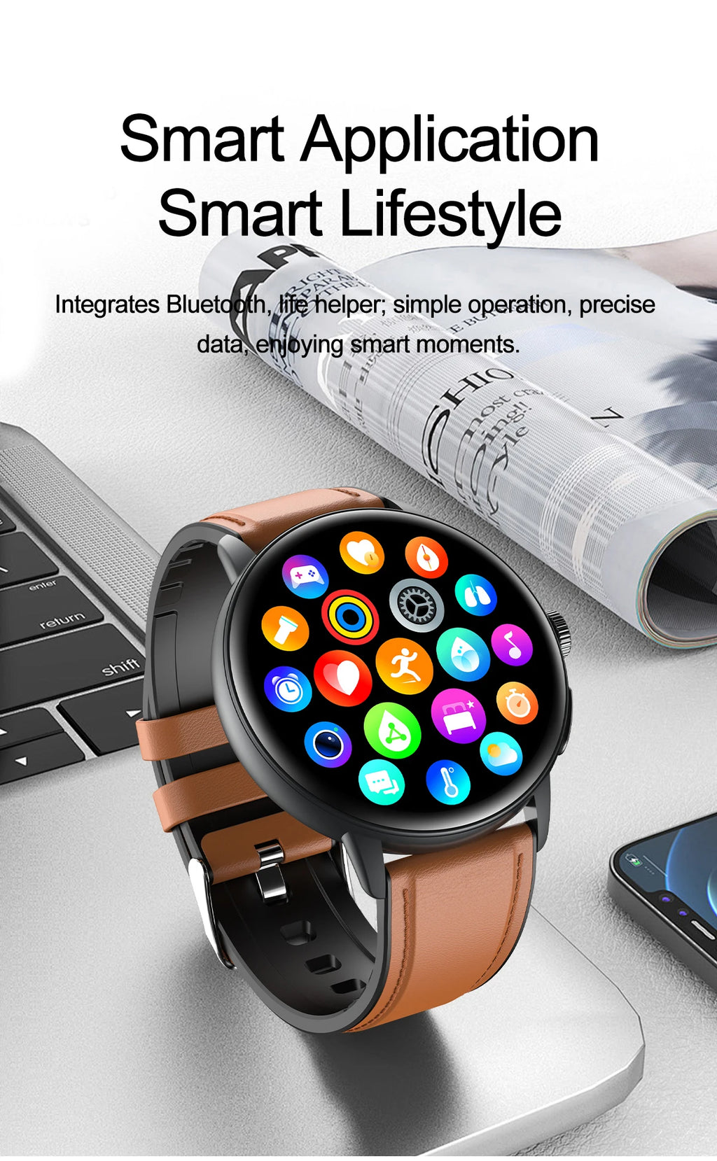 2026 New Professional Health Smart Watch Health Blood oxygen Pressure Uric Acid Blood lipid ECG Sports Call watch For Man Women - Clear Quartz Market