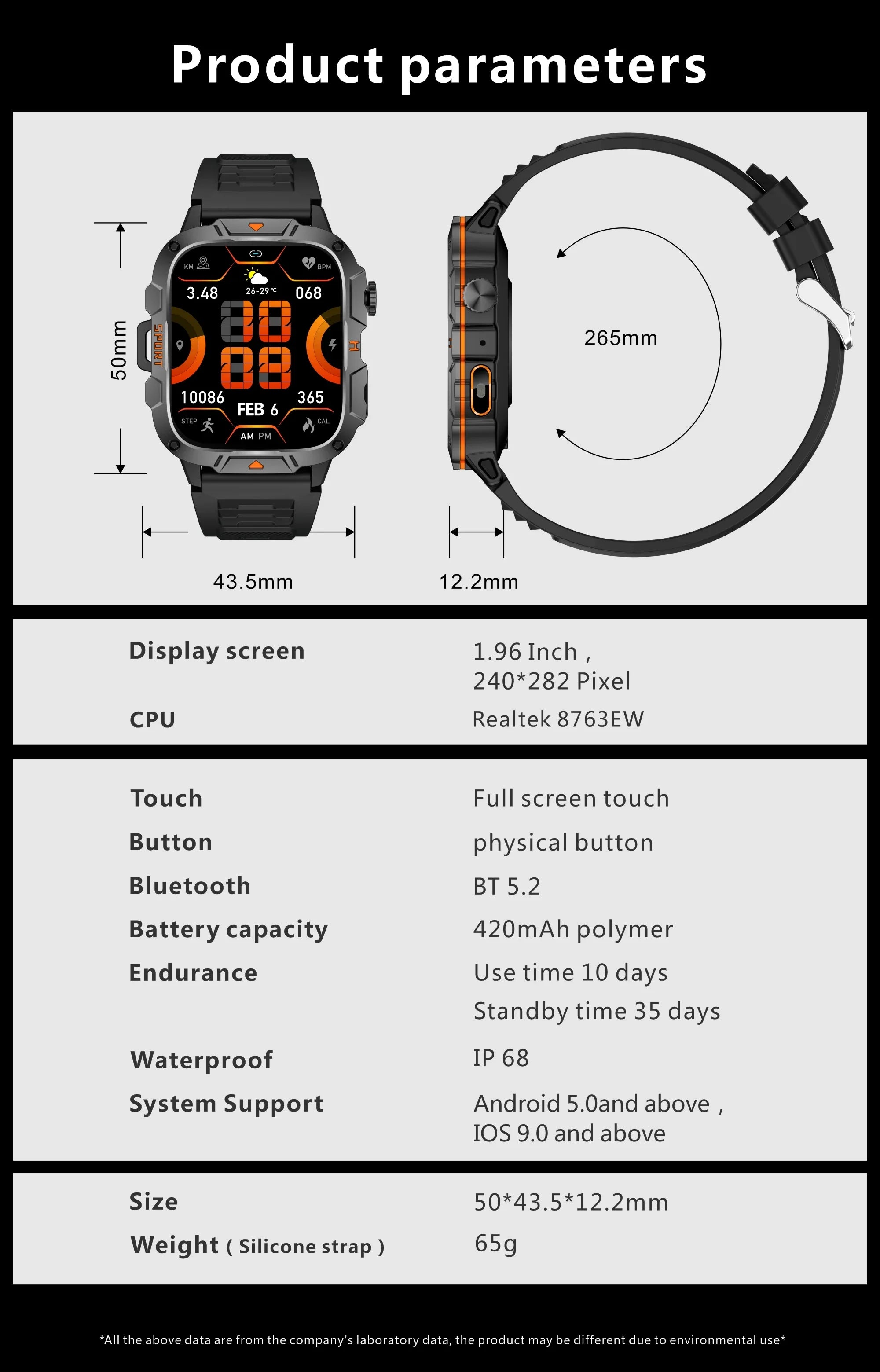Xiaomi Military 2026 New Grade Smart Watch Men 1.96" AMOLED Screen 5ATM Waterproof Sports Fitness Tracker BT Call Smartwatch