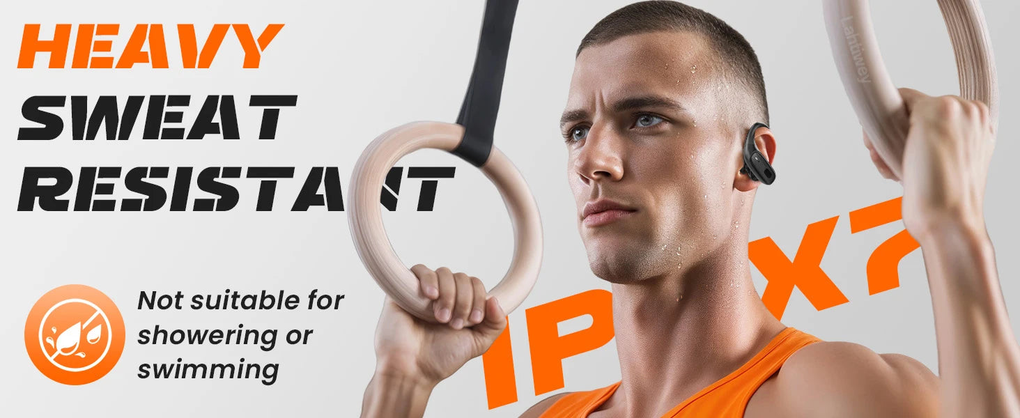 Sports Bluetooth 5.3 Headphones Wireless Earbuds Ear Buds with ENC Noise Canceling Mic LED Power Display IPX7 Waterproof Headset