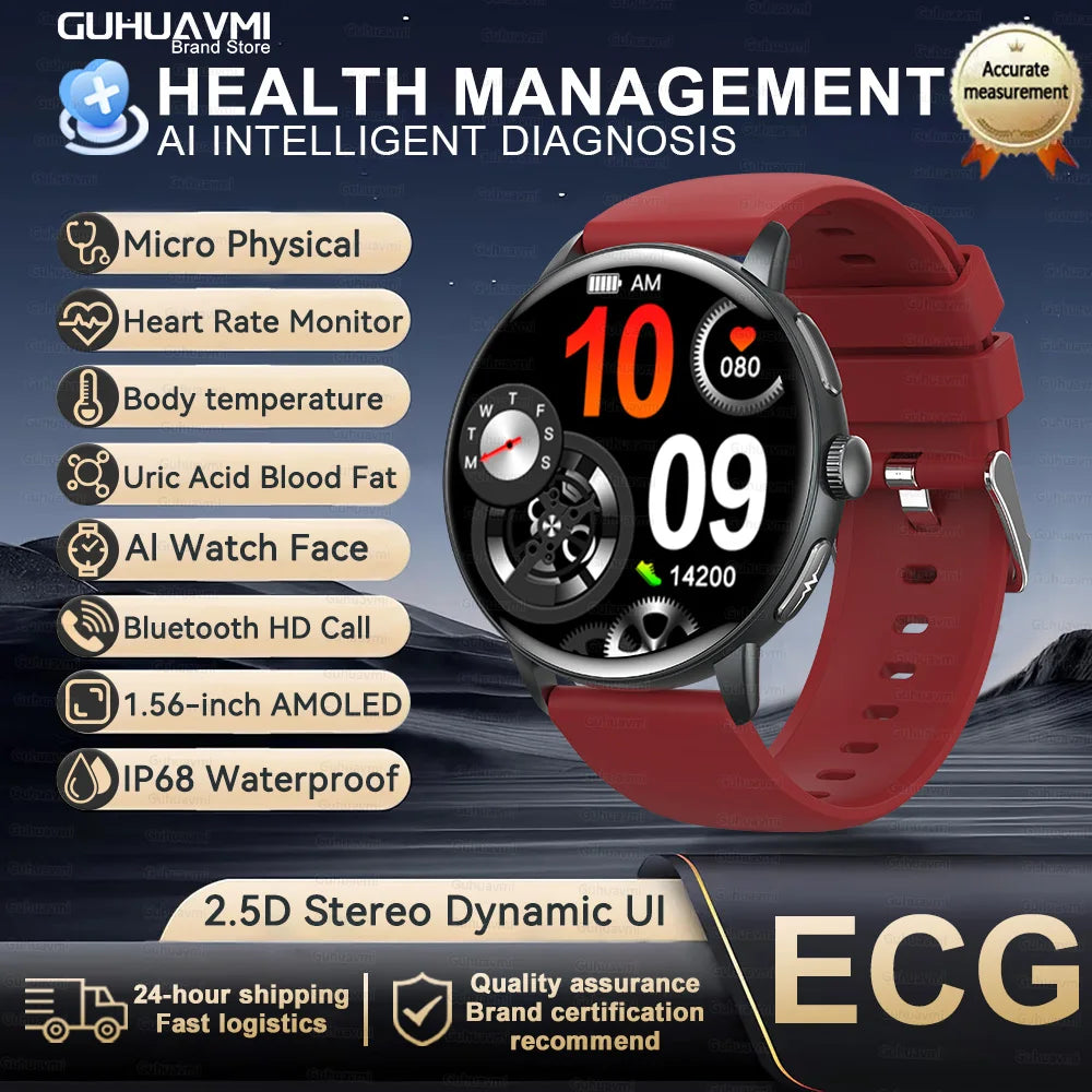 2026 New Professional Health Smart Watch Health Blood oxygen Pressure Uric Acid Blood lipid ECG Sports Call watch For Man Women