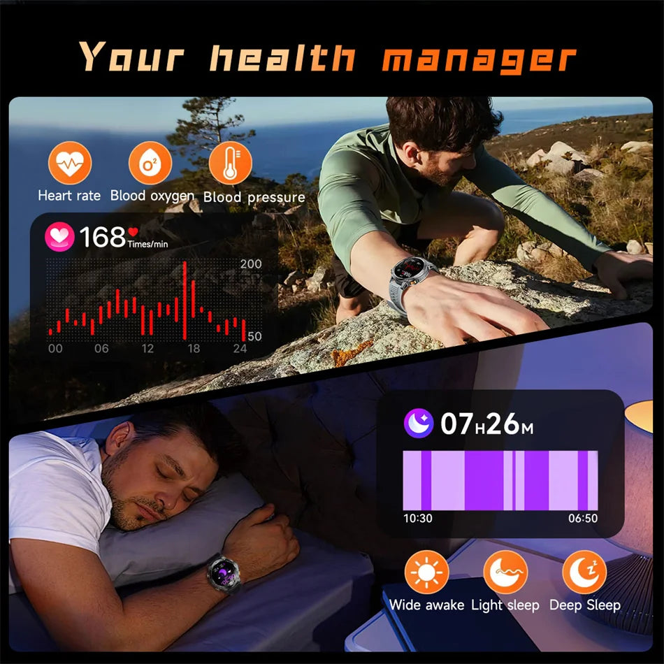 2025 New Military T-Rex3 Ultra 1000mAh Battery swim Smart watch tracker 5ATM Waterproof Heart Rate Sports tracker Smartwatch Men