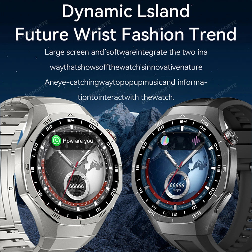 New GT5 Pro Smart Watch 2025 Men Women Heart Rate Bluetooth Call Dynamic Lsland 360*360 AMOLED Screen Waterproof Man Smartwatch