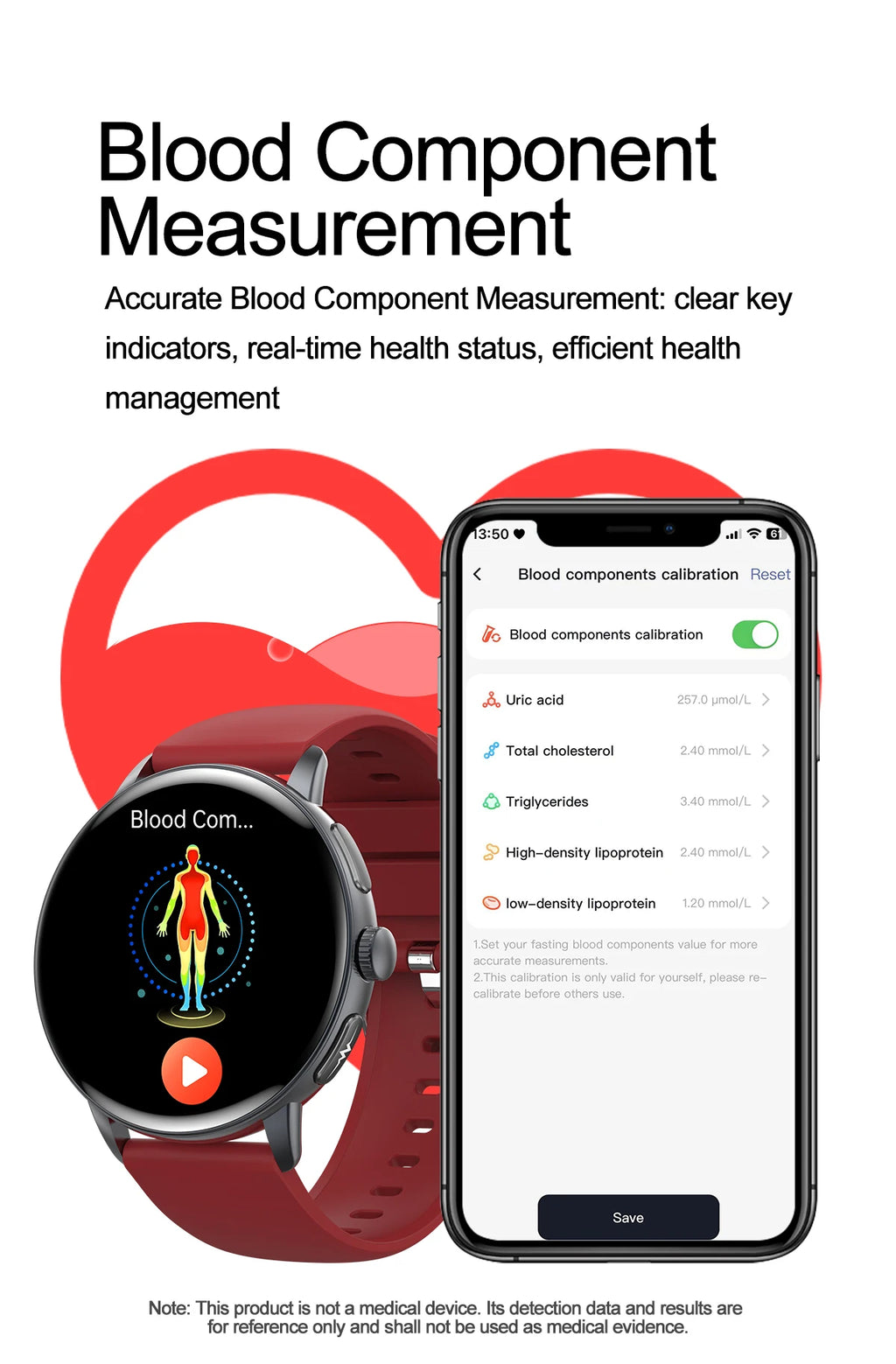 2026 New Professional Health Smart Watch Health Blood oxygen Pressure Uric Acid Blood lipid ECG Sports Call watch For Man Women - Clear Quartz Market