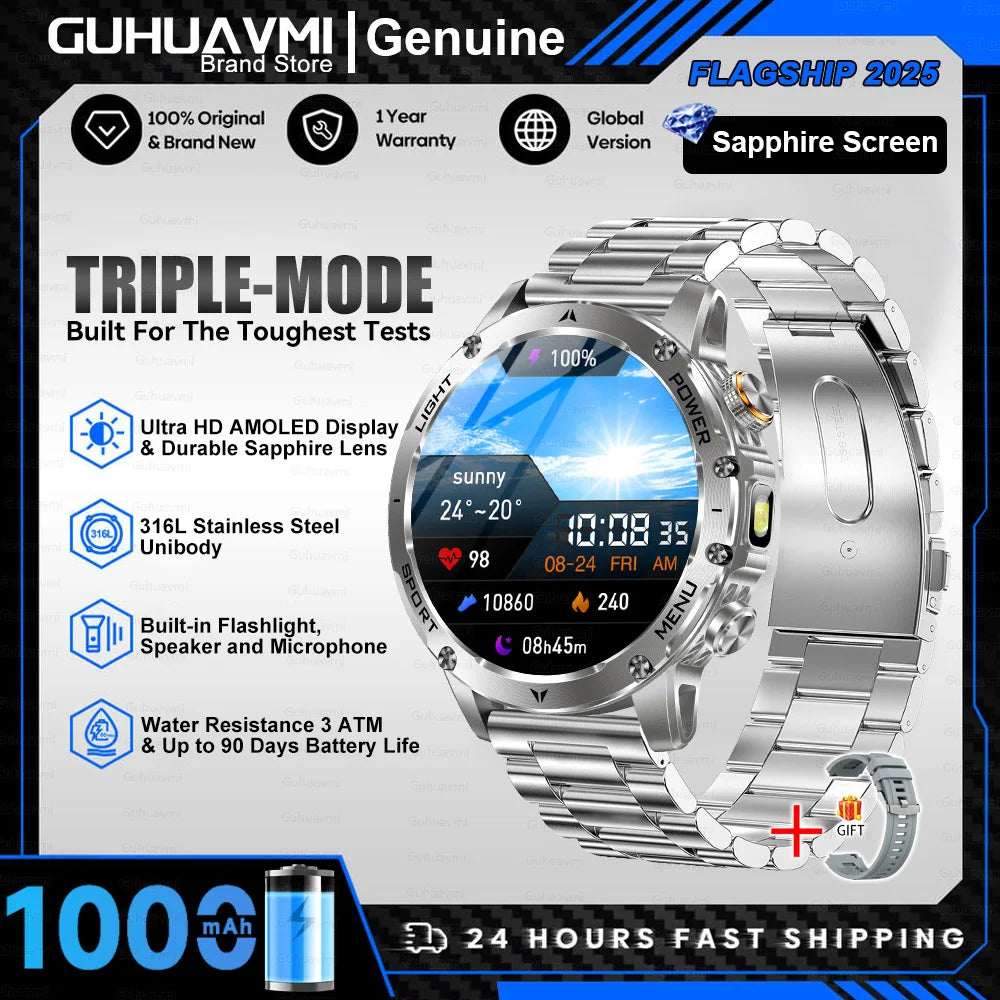 2025 New Military T-Rex3 Ultra 1000mAh Battery swim Smart watch tracker 5ATM Waterproof Heart Rate Sports tracker Smartwatch Men