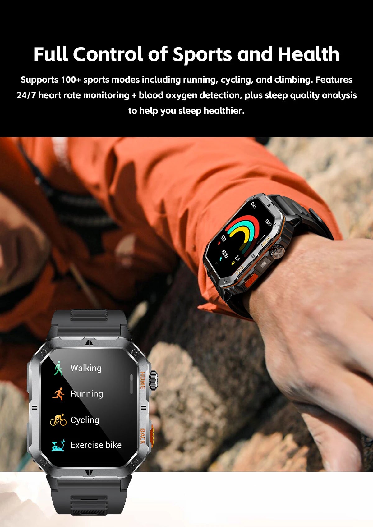 2025 New Military Outdoor 1000 mAh Battery Smart Watch Men GPS Sports Heart Rate IP68 Waterproof BT Calling Smartwatch Man xiaom
