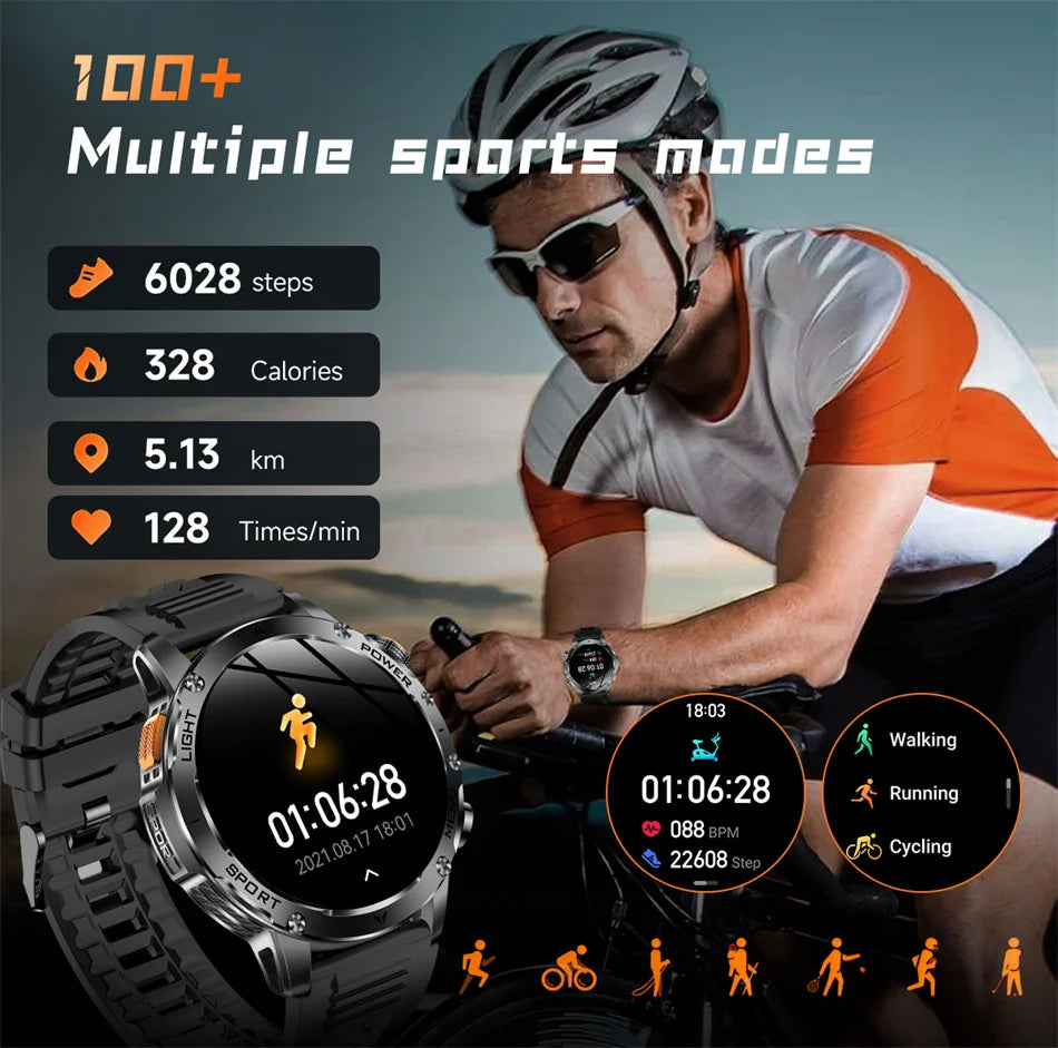 2025 New Military T-Rex3 Ultra 1000mAh Battery swim Smart watch tracker 5ATM Waterproof Heart Rate Sports tracker Smartwatch Men