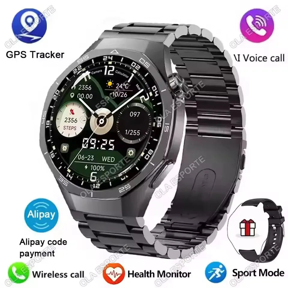 New GT5 Pro Smart Watch 2025 Men Women Heart Rate Bluetooth Call Dynamic Lsland 360*360 AMOLED Screen Waterproof Man Smartwatch