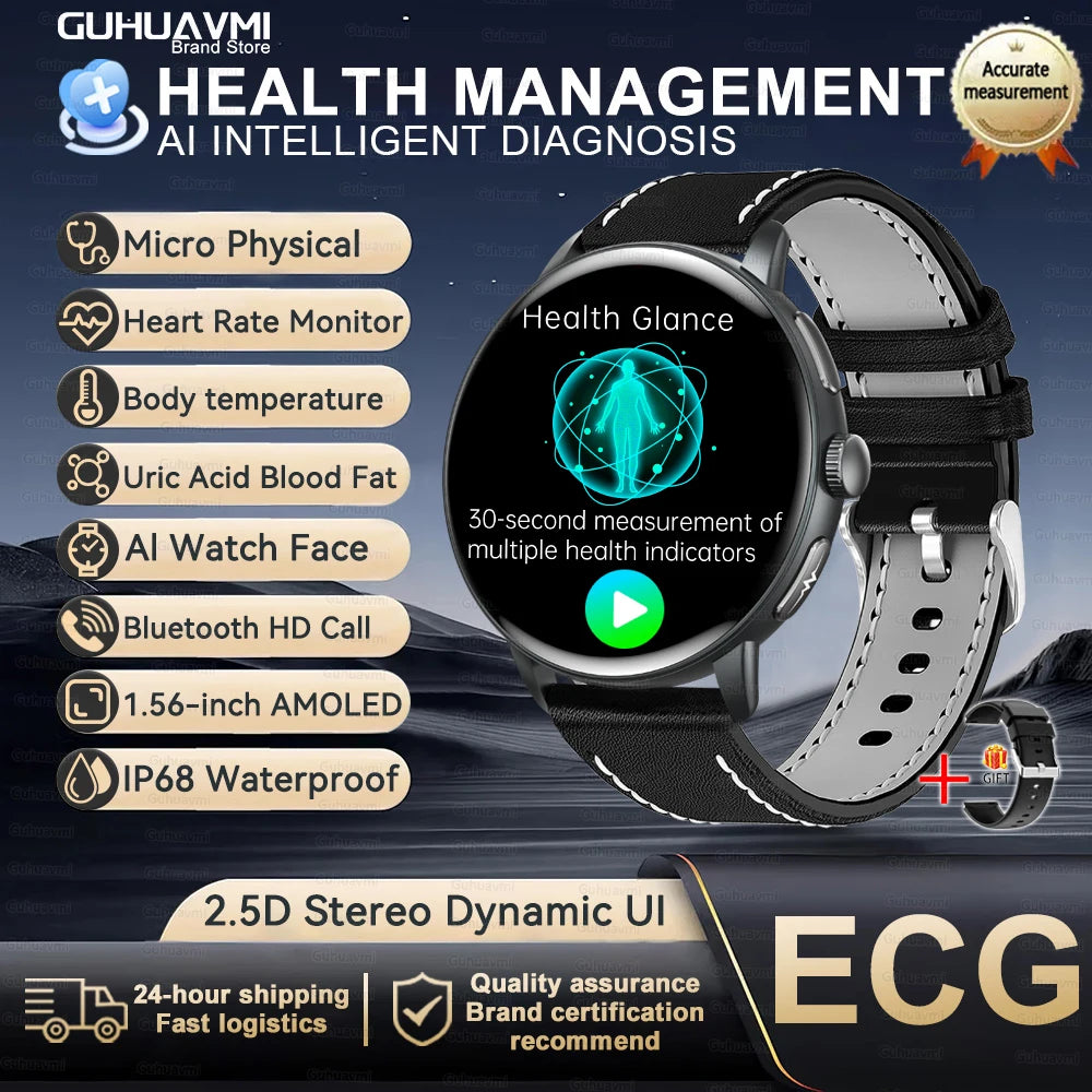 2026 New Professional Health Smart Watch Health Blood oxygen Pressure Uric Acid Blood lipid ECG Sports Call watch For Man Women